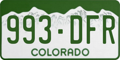 CO license plate 993DFR