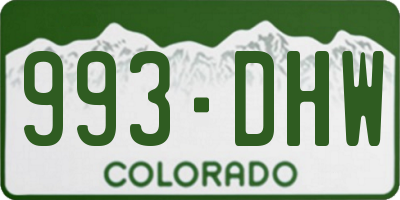 CO license plate 993DHW
