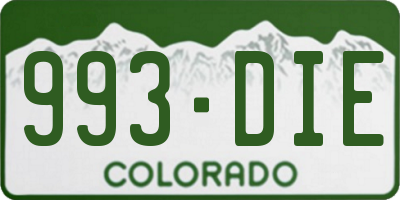 CO license plate 993DIE