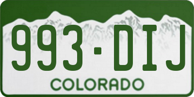 CO license plate 993DIJ
