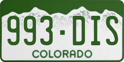 CO license plate 993DIS