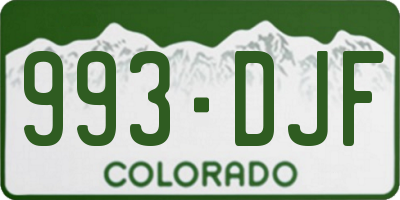 CO license plate 993DJF