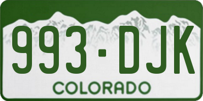 CO license plate 993DJK