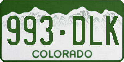 CO license plate 993DLK