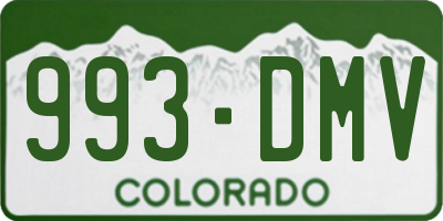 CO license plate 993DMV