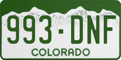 CO license plate 993DNF