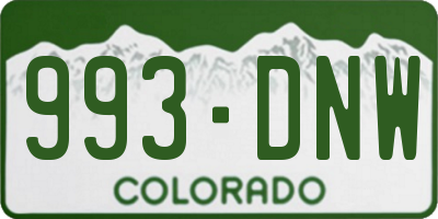 CO license plate 993DNW