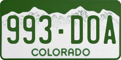 CO license plate 993DOA