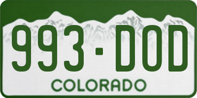 CO license plate 993DOD