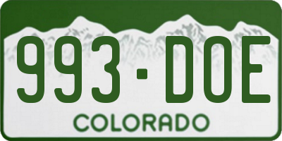 CO license plate 993DOE