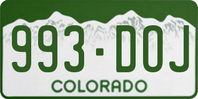 CO license plate 993DOJ