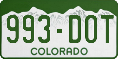 CO license plate 993DOT