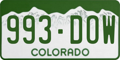 CO license plate 993DOW