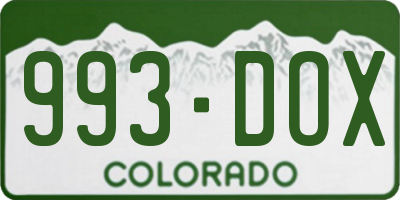 CO license plate 993DOX