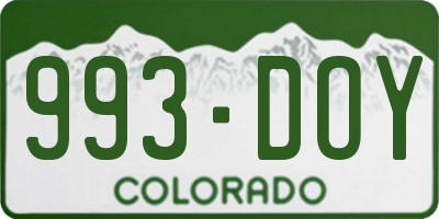CO license plate 993DOY