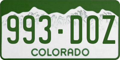 CO license plate 993DOZ