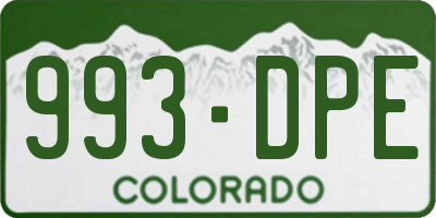 CO license plate 993DPE