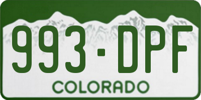 CO license plate 993DPF
