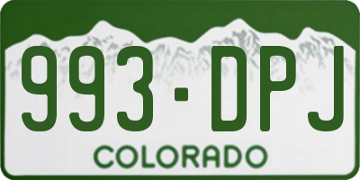 CO license plate 993DPJ