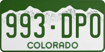 CO license plate 993DPO