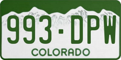CO license plate 993DPW