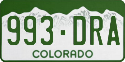 CO license plate 993DRA