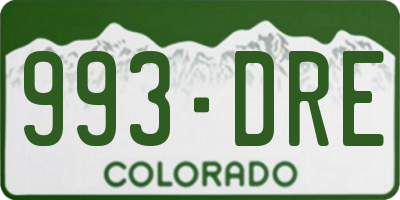 CO license plate 993DRE