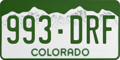 CO license plate 993DRF