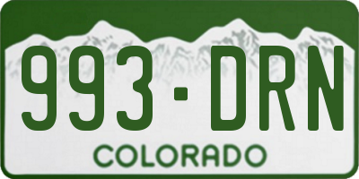 CO license plate 993DRN