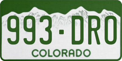 CO license plate 993DRO