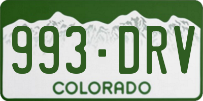 CO license plate 993DRV