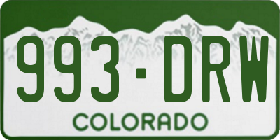CO license plate 993DRW