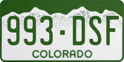 CO license plate 993DSF