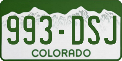 CO license plate 993DSJ