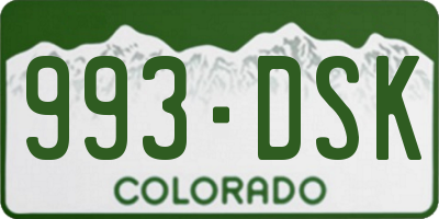 CO license plate 993DSK