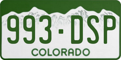 CO license plate 993DSP