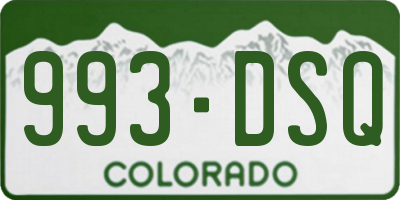 CO license plate 993DSQ