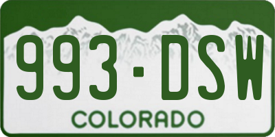 CO license plate 993DSW