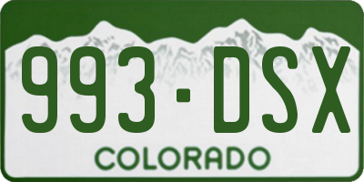 CO license plate 993DSX