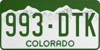CO license plate 993DTK