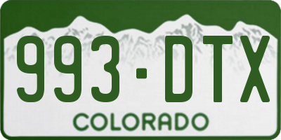 CO license plate 993DTX