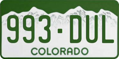 CO license plate 993DUL