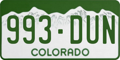 CO license plate 993DUN