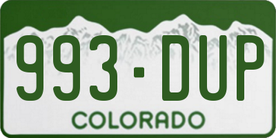 CO license plate 993DUP