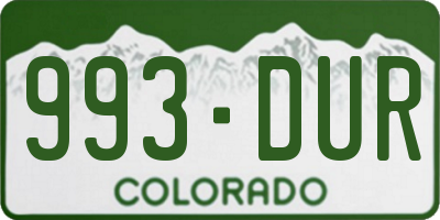 CO license plate 993DUR