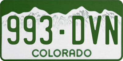 CO license plate 993DVN