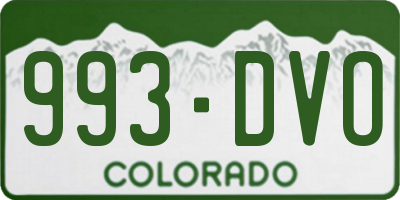 CO license plate 993DVO