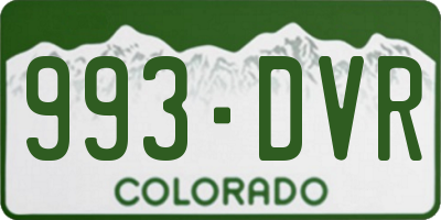 CO license plate 993DVR