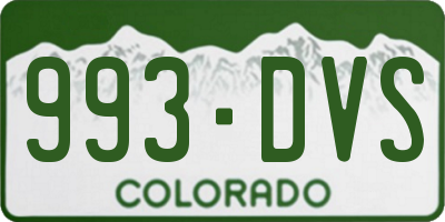 CO license plate 993DVS