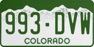 CO license plate 993DVW